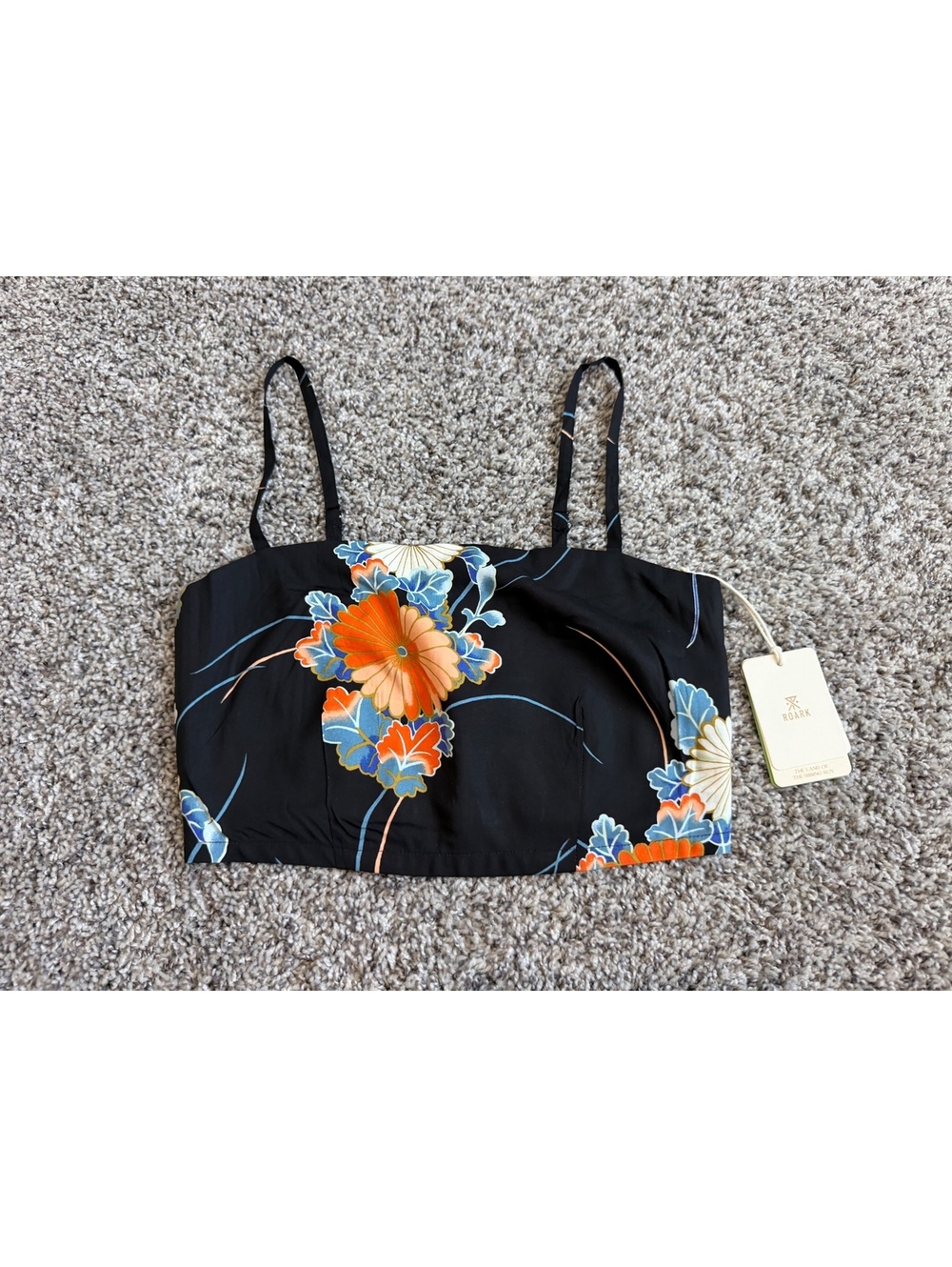 Roark NWT Floral Square Neck Crop Tank Top Women's Size XS